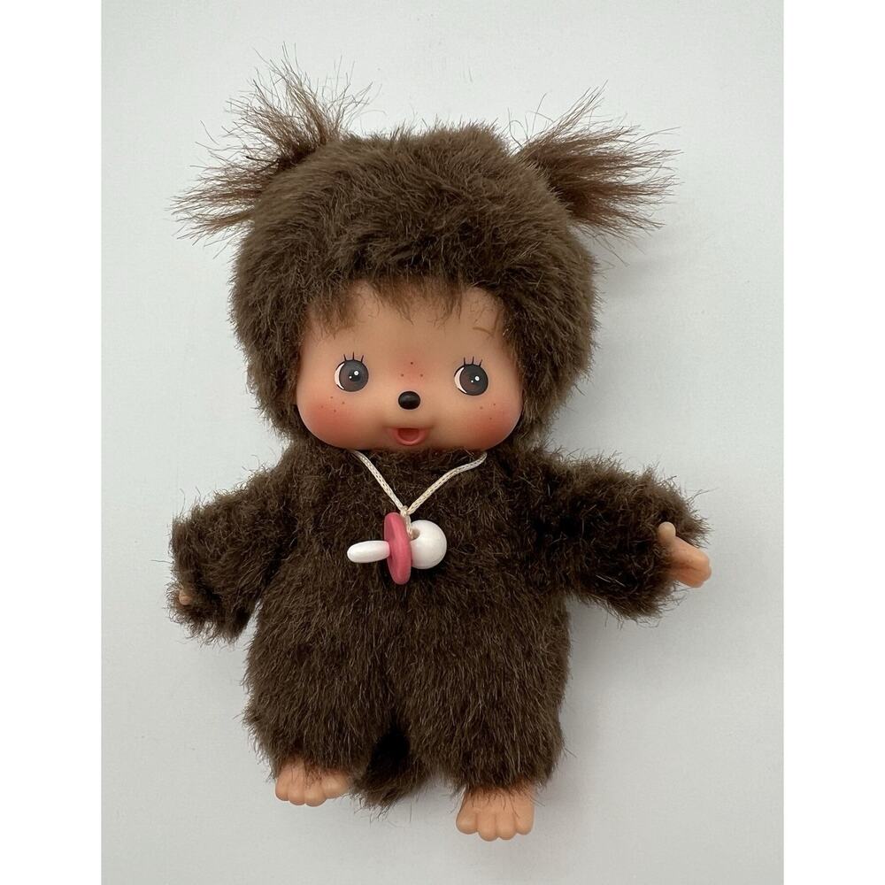 Bebichhichi Baby Girl Monchhichi Doll with Pink Pacifier 5” Sekiguchi